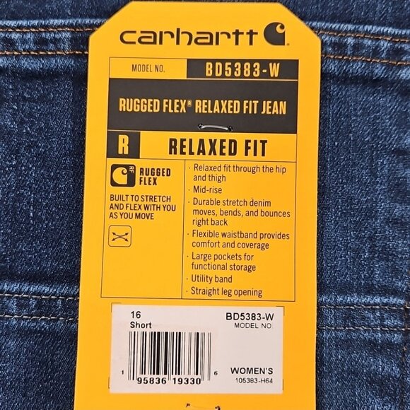 Carhartt Women’s Relaxed Fit Jeans Size 16W (38x28) Rugged Flex NEW BD5383-W NWT - Picture 12 of 16